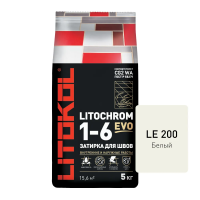 Затирка цементная Litokol Litochrom 1-6 EVO LE.200 белый 5 кг с противогрибковыми свойствами