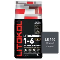 Затирка цементная Litokol Litochrom 1-6 EVO LE.140 мокрый асфальт 2 кг с противогрибковыми свойствам