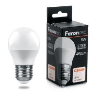 Лампа светодиодная Feron.PRO LB-1406 Шарик E27 6W 175-265V 2700K 38068