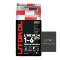 Затирка цементная Litokol Litochrom 1-6 EVO LE.145 черный уголь 2 кг с противогрибковыми свойствами