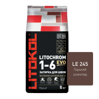 Затирка цементная Litokol Litochrom 1-6 EVO LE.245 горький шоколад 2 кг с противогрибковыми свойства