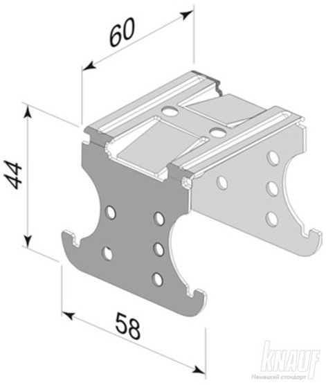 Соединитель двухуровневый Knauf для ПП-профилей 60х27 мм 0.9 мм (100)