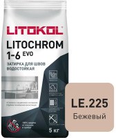 Затирка цементная Litokol Litochrom 1-6 EVO LE.225 бежевый 5 кг с противогрибковыми свойствами