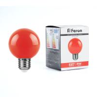 Лампа светодиодная Feron LB-371 Шар E27 3W 230V красный 25905