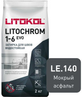 Затирка цементная Litokol Litochrom 1-6 EVO LE.140 мокрый асфальт 2 кг с противогрибковыми свойствам