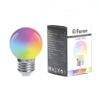 Лампа светодиодная Feron LB-371 Шар матовый E27 3W 230V RGB быстрая смена цвета 38127