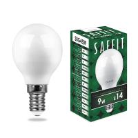 Лампа светодиодная SAFFIT SBG4509 Шарик E14 9W 230V 4000K 55081