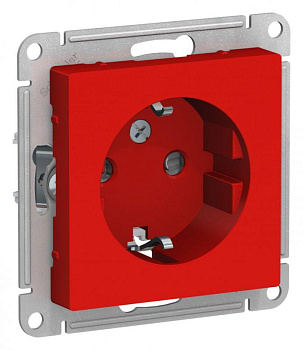 Systeme Electric AtlasDesign Красный Розетка с/з со шторками, 16А, механизм