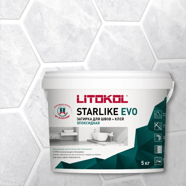 Затирка эпоксидная Litokol Starlike EVO S.100 абсолютно белый 5 кг L0485110004