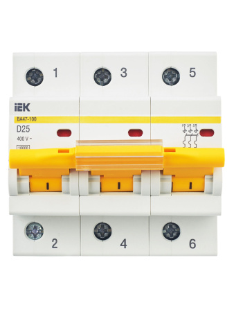 IEK KARAT Автоматический выключатель ВА47-100 3Р 25А 10кА х-ка D