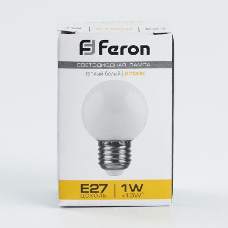 Лампа светодиодная Feron LB-37 Шарик матовый E27 1W 2700K