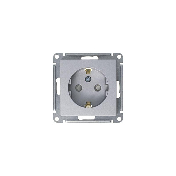 Systeme Electric AtlasDesign Алюминий Розетка с/з со шторками, 16А, механизм