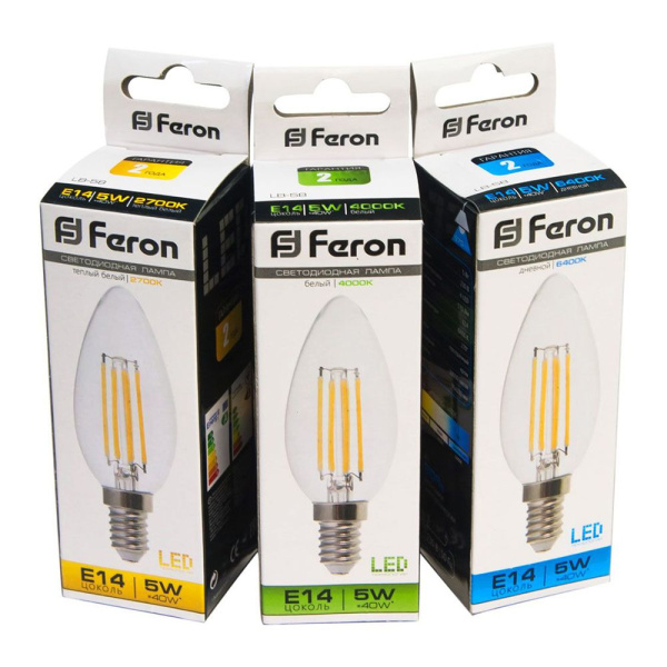 Лампа светодиодная Feron LB-58 Свеча E14 5W 230V 2700K