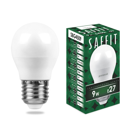 Лампа светодиодная SAFFIT SBG4509 Шарик E27 9W 6400K