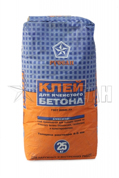 Клей для ячеистого бетона Русеан Пеноблок 25 кг (80)
