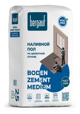 Наливной пол Bergauf Boden Zement Medium Быстротвердеющий 25 кг (56)