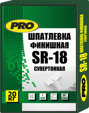 Шпатлевка финишная супертонкая SR-18 CenterPro 25 кг