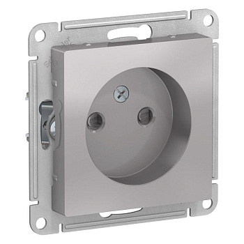 Systeme Electric AtlasDesign Алюминий Розетка б/з со шторками, 16А, механизм