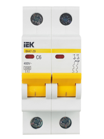 IEK KARAT Автоматический выключатель ВА47-29 2Р 6А 4,5кА х-ка С