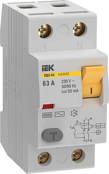 IEK KARAT УЗО KARAT ВД3-63 2P 63А 30мА 6кА тип AC