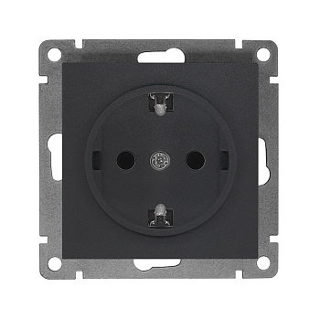 Розетка одноместная UNIVersal серия Афина с/з, с/у, 16А, 220В, графит (еврослот), механизм
