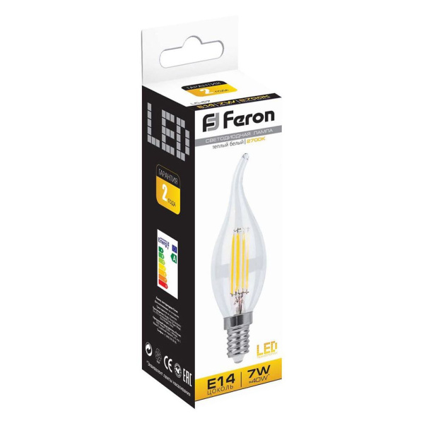 Лампа светодиодная Feron LB-67 Свеча на ветру E14 7W 230V 2700K