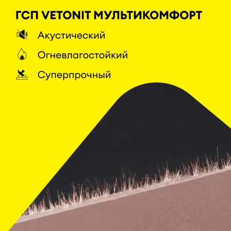 Гипсокартон Vetonit (Gyproc) Мультикомфорт 12,5х1200х2500 мм звукоизоляционный влаго-огнестойкий (48)