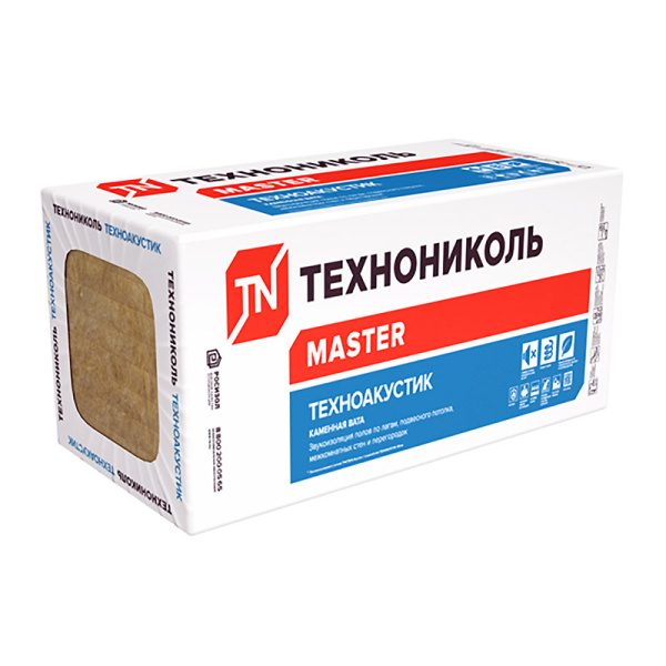 Шумоизоляция ТехноНИКОЛЬ ТехноАкустик 1200х600х100 мм, 38-45 кг/м3 (4,32 м2 / 0,432 м3) (6/16)