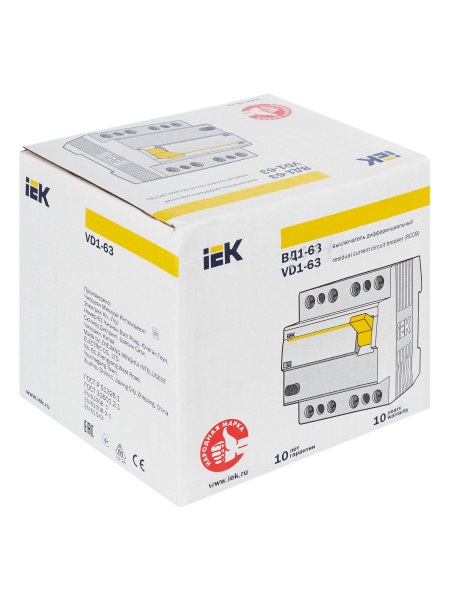 IEK KARAT Выключатель дифференциальный ВД1-63 (УЗО) 4Р 25А 300мА