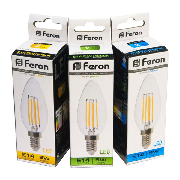 Лампа светодиодная Feron LB-58 Свеча E14 5W 230V 4000K