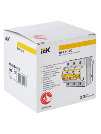 IEK KARAT Автоматический выключатель ВА47-100 3Р 40А 10кА х-ка D