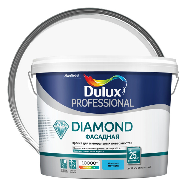 Краска Dulux Trade фасадная гладкая на водной основе BW 10 л матовая