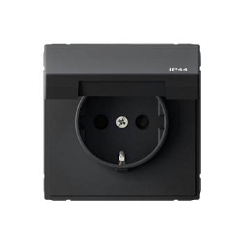 Systeme Electric ArtGallery Карбон Розетка с заземл. со шт. с крышк, 16А, IP44, механизм