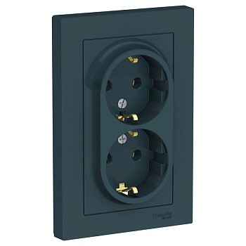 Systeme Electric AtlasDesign Изумруд Розетка с/з двойная, 16А, в сборе