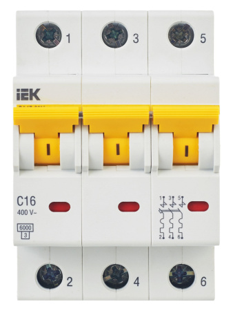 IEK KARAT Выключатель автоматический ВА47-60M 3Р 16А 6кА С