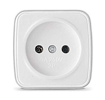 Розетка 1-м ОП Электра 10А IP20 без заземл. бел. Союз 0011