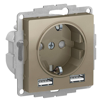 Systeme Electric AtlasDesign Шампань SO + USB Розетка A+A, 5В/2,4А, 2х5В/1,2А, механизм