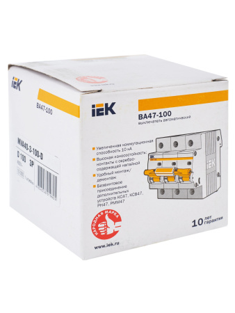 IEK KARAT Автоматический выключатель ВА47-100 3Р 100А 10кА х-ка D