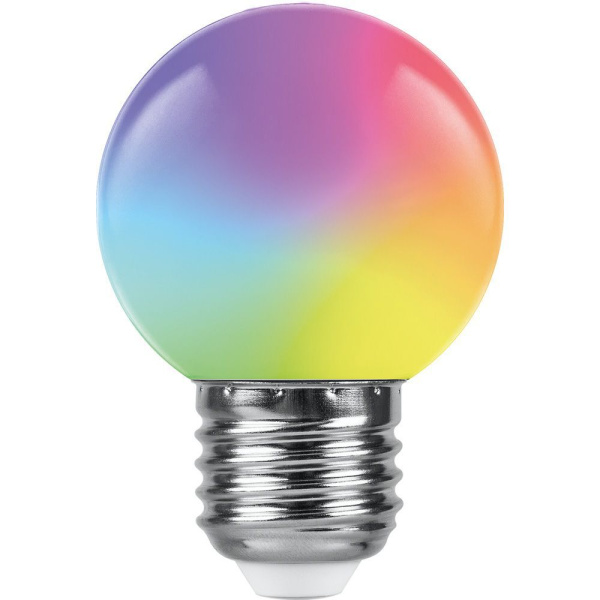 Лампа светодиодная Feron LB-37 Шарик матовый E27 1W 230V RGB быстрая смена цвета