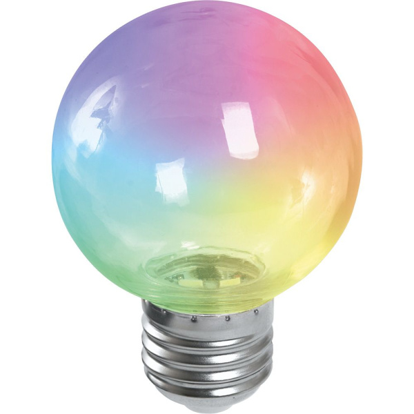 Лампа светодиодная Feron LB-371 Шар прозрачный E27 3W 230V RGB плавная смена цвета 38133