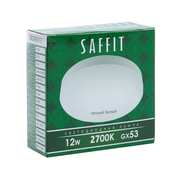 Лампа светодиодная SAFFIT SBGX5312 GX53 12W 230V 2700K 55188