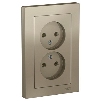 Systeme Electric AtlasDesign Шампань Розетка б/з двойная, 16А, в сборе