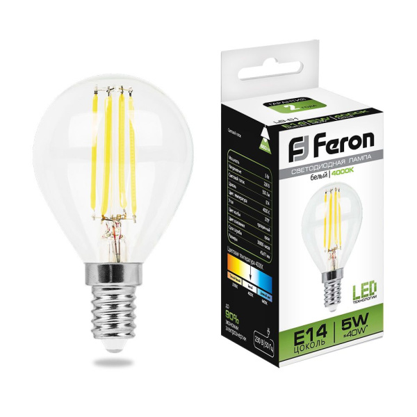 Лампа светодиодная Feron LB-61 Шарик E14 5W 230V 4000K