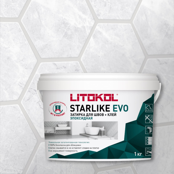 Затирка эпоксидная Litokol Starlike EVO S.102 белый лед 1 кг 485120002