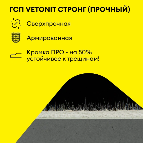 Гипсокартон Vetonit (Gyproc) Стронг 15х1200х2500 мм высокопрочный (46)