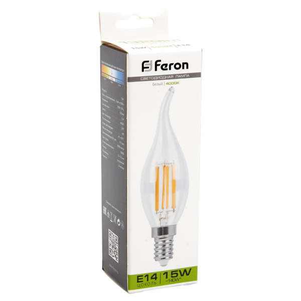 Лампа светодиодная Feron LB-718 Свеча на ветру E14 15W 230V 4000K 38263