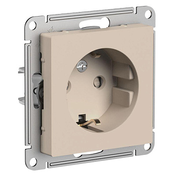 Systeme Electric AtlasDesign Песочный Розетка с/з со шторками, 16А, механизм