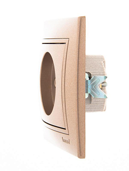 Розетка 1-м СП Mira 16А IP20 без заземл. со вставкой керамика свет. корич. перламутр. LEZARD 701-3131-121