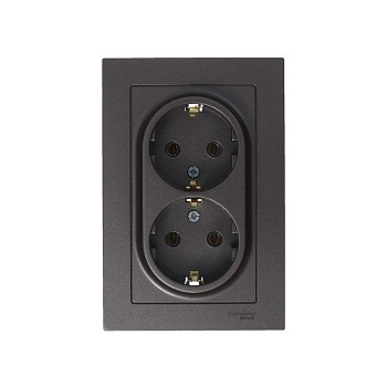 Systeme Electric AtlasDesign Мокко Розетка с/з двойная, 16А, в сборе