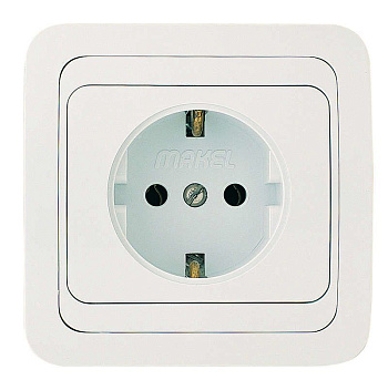 Mimoza Розетка с заземлением (керамика) белая